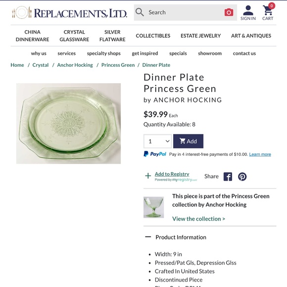 Vintage Uranium Vaseline Depression Glass Anchor Hocking Princess Pattern 8.5” - Picture 2 of 6